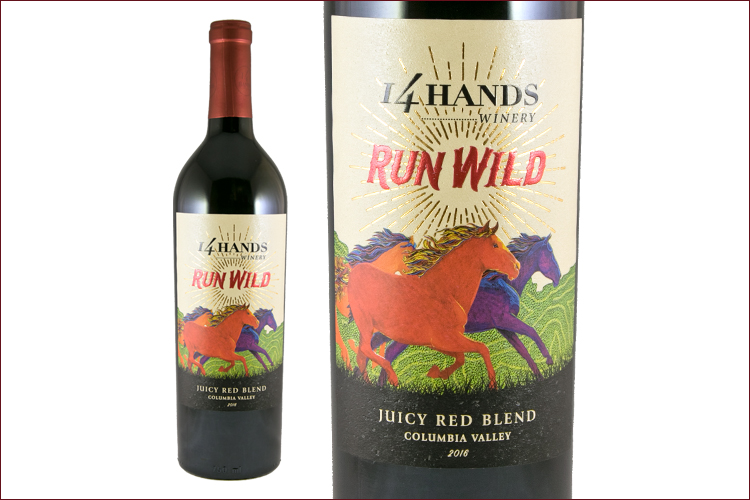 14 Hands 2016 Run Wild Red Blend wine bottle