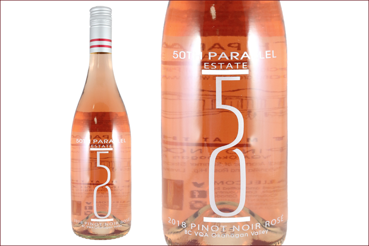 50th Parallel Estate Winery 2018 Pinot Noir Rose bottle