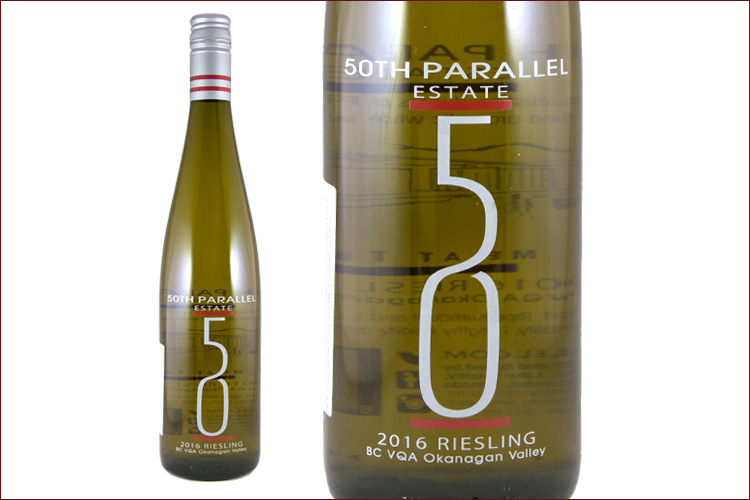 50th Parallel Estate Winery 2016 Estate Riesling wine bottle
