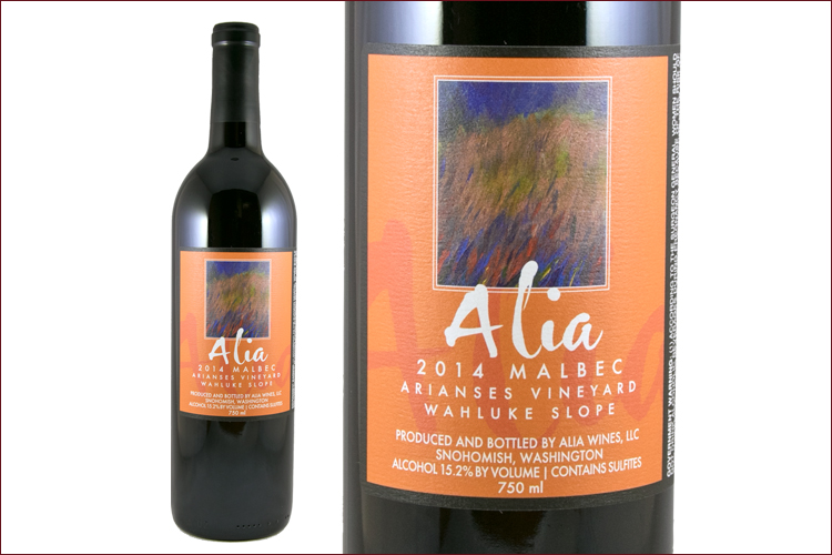 ALIA Wines 2014 Arianses Vineyard Malbec wine bottle