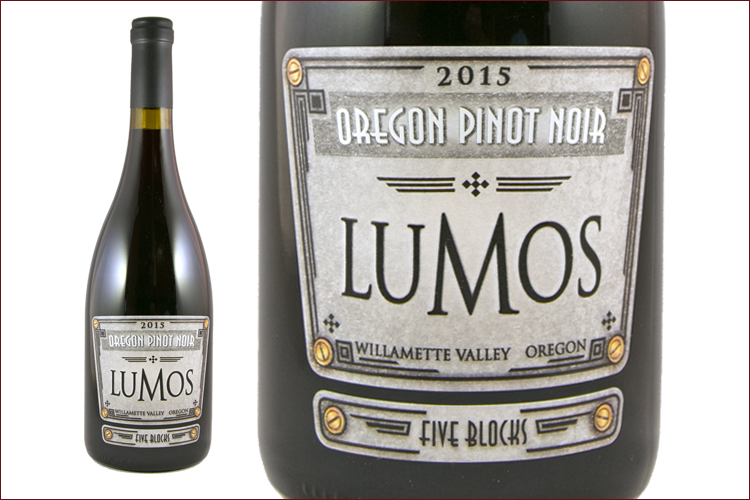 Lumos Wine Co. 2015 Five Blocks Pinot Noir wine bottle