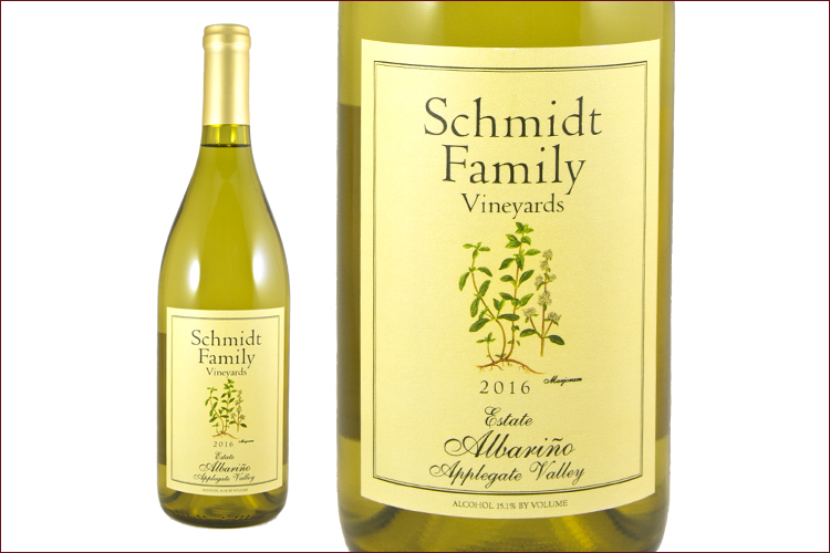 Schmidt Family Vineyards 2016 Albarino wine bottle