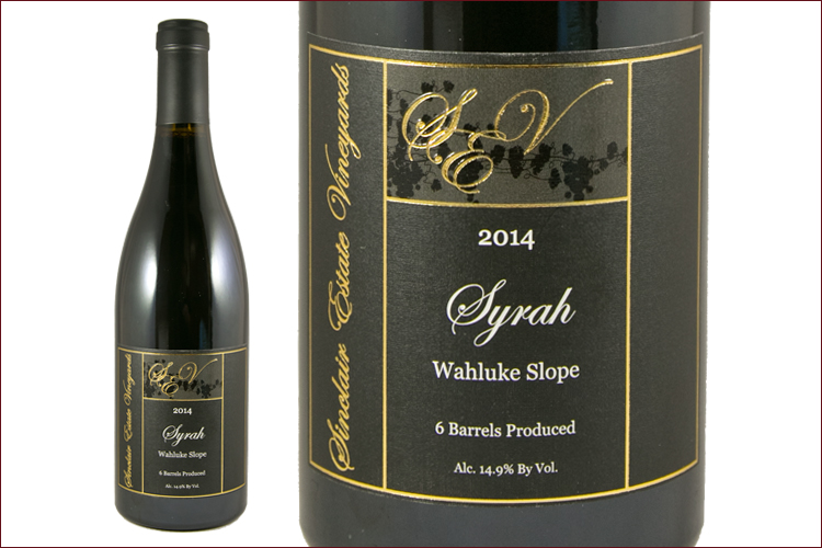 Sinclair Estate Vineyards 2014 Syrah wine bottle