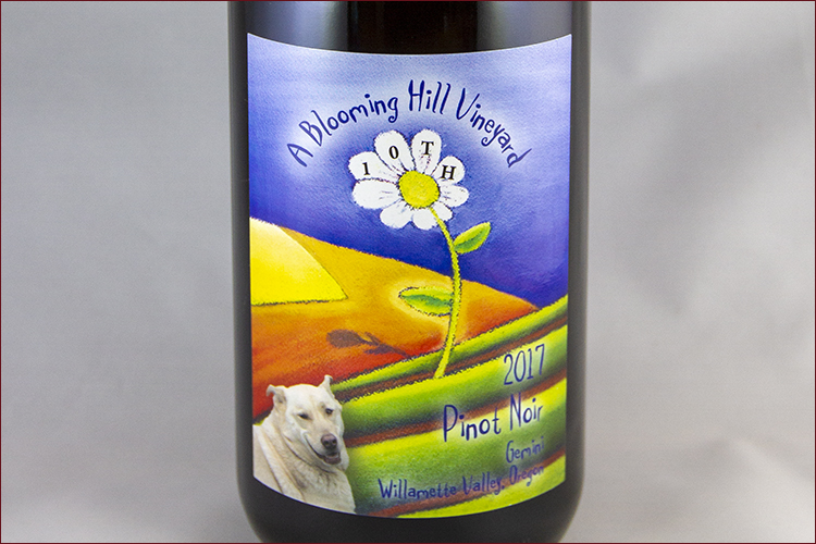 A Blooming Hill Vineyard & Winery 2017 Pinot Noir Gemini bottle